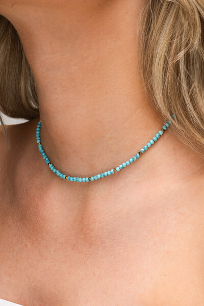 Foto Colar Choker Ibiza Howlita Banho Ouro 18K