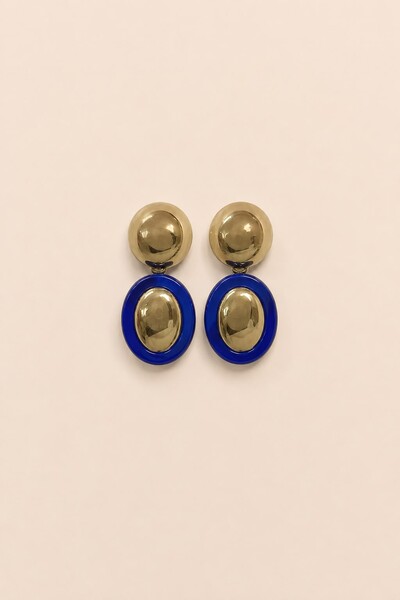 Foto Brinco Dourado Resina Azul