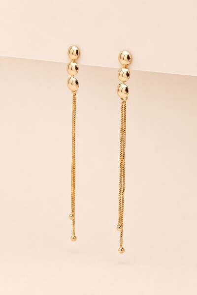 Foto Brinco Dourado Trio Bolas Fios