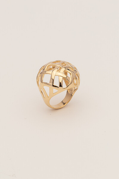 FotoAnel Esfera Vazada Banho Ouro 18K