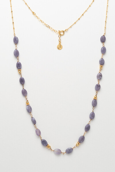 Foto Colar Luna Jade Lilás Banho Ouro 18K