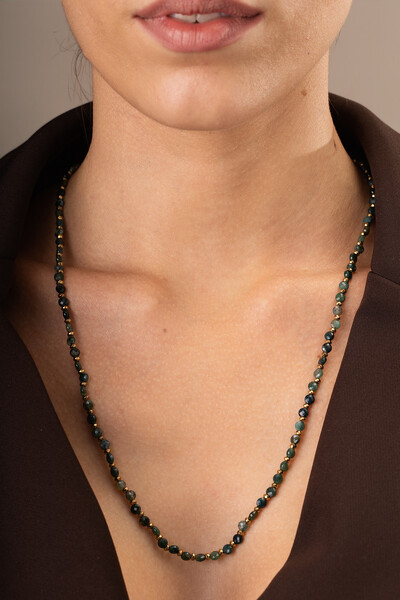 Foto Colar Dawn Jasper Jade Oceano Banho Ouro 18K