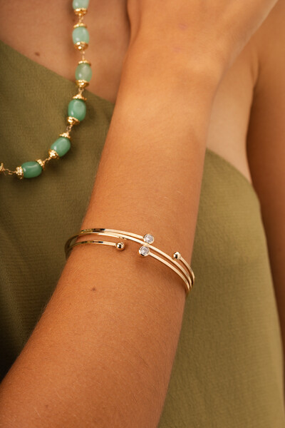 Foto Pulseira Dourada Fios Zircônia