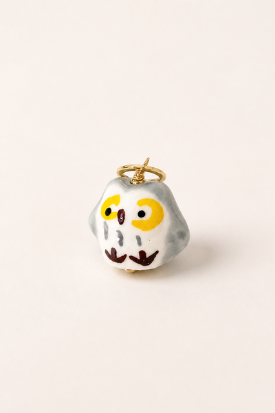 Foto Pingente Coruja Porcelana Banho Ouro 18K
