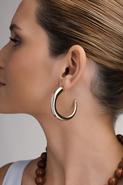 Foto Brinco Argola Dourada Lua Bold