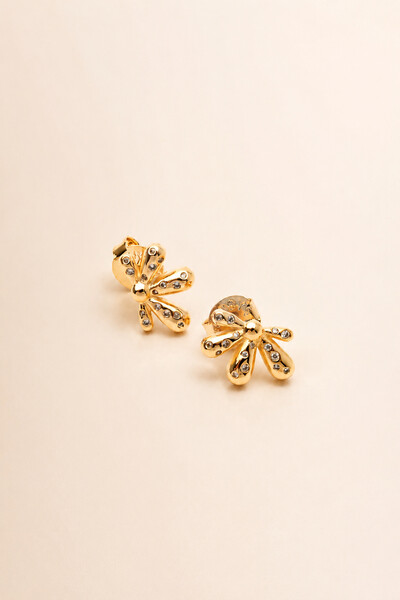 Foto Brinco Splash Zircônia Banho de Ouro 18K