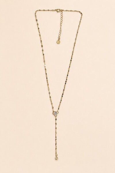 Foto Colar Gravata Zircônia Cristal banho Ouro 18K