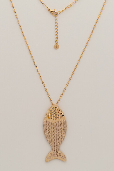 FotoColar Longo Dourado Peixe Palha