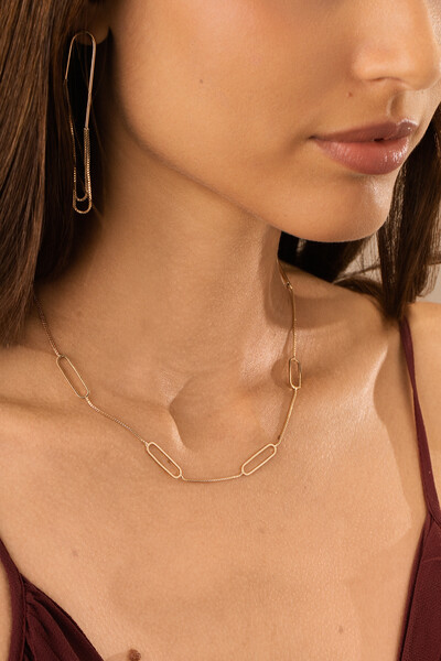 Foto Colar Dourado Elos Slim