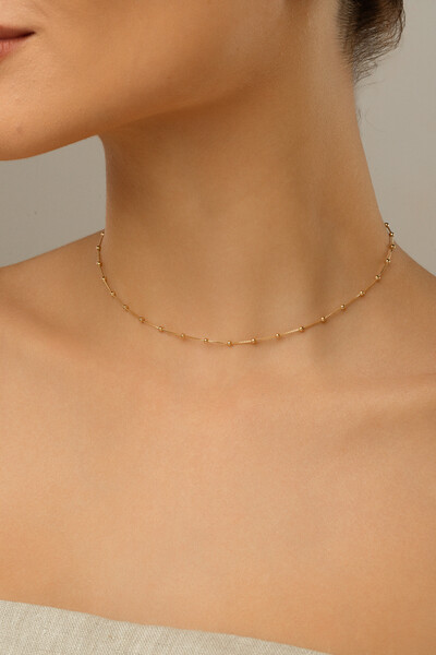 FotoColar Choker Corrente Bolinhas Banho Ouro 18K