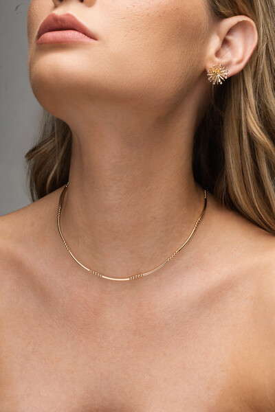 Foto Colar Choker Dourado Classic Tubos