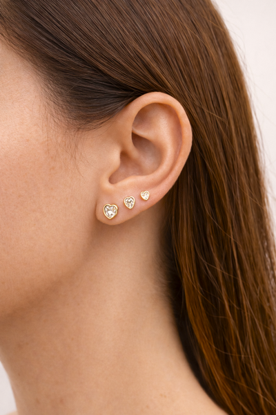Foto Brinco Trio Coração Zircônia Banho Ouro 18k