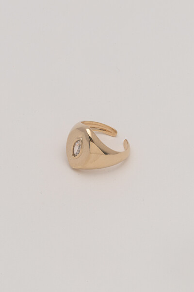 Foto Anel Dedinho Zircônia Navete Banho Ouro 18K