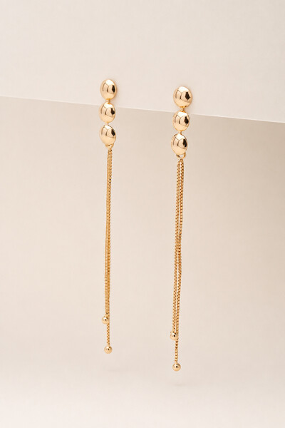 Foto Brinco Dourado Trio Bolas Fios