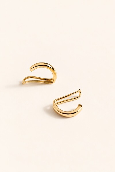 Foto Brinco Dupla De Piercing Fake Liso Banho Ouro 18k