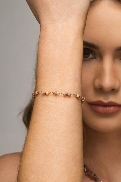 Foto Pulseira Liana Rodocrosita Banho Ouro 18K