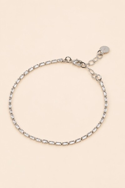 Foto Pulseira Prateada Zircônia Baguete