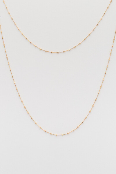 FotoColar Longo Corrente Bolinhas Banho Ouro 18K