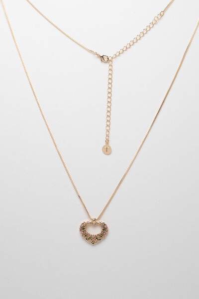 FotoColar Coração G Zircônia Color Banho Ouro 18K