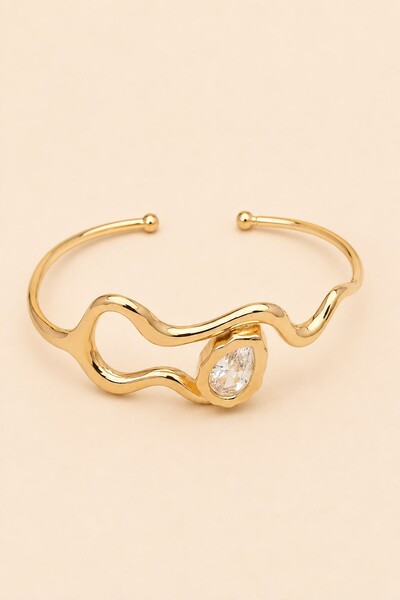 Foto Pulseira Dourada Snake Gota Zircônia