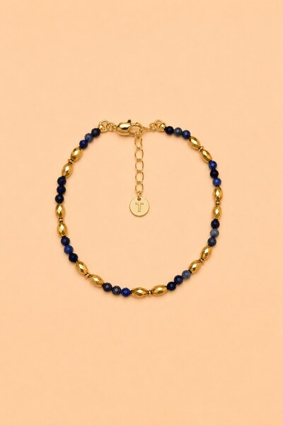 Foto Pulseira Sodalita Blue Banho Ouro 18K