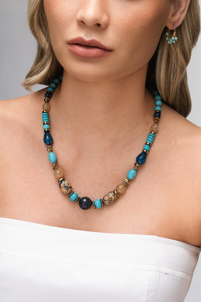 Foto Colar Maratea Howlita Banho Ouro 18K