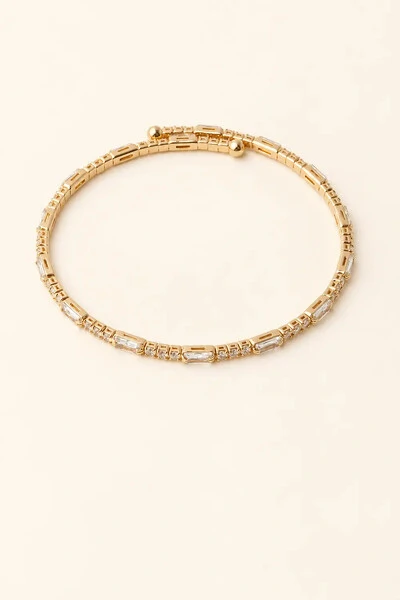 Foto Pulseira Dourada Zircônias Baguete