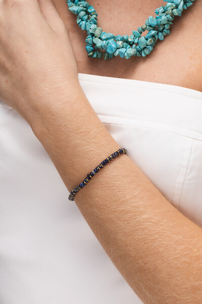 Foto Pulseira Lápis Lazuli Banho Ouro 18K