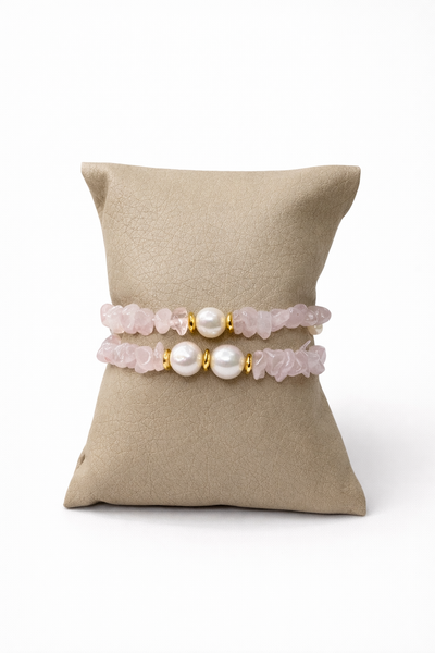 Foto Pulseira Dupla Cascalho Pérola Natural Banho Ouro 18K