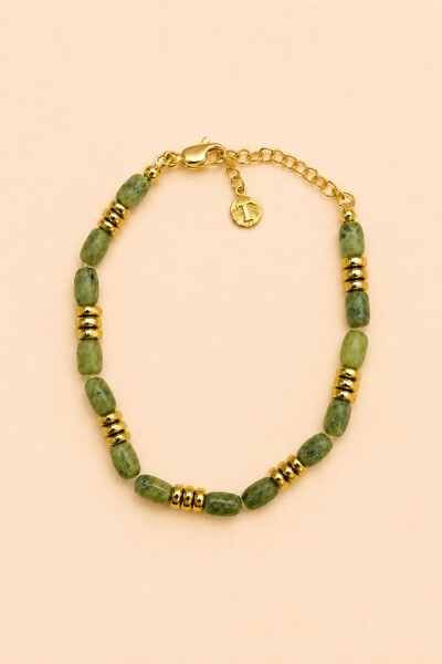 Foto Pulseira Musk Serpentinita Banho Ouro 18K