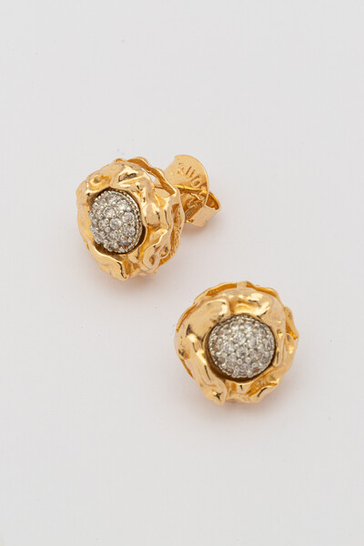 Foto Brinco Dourado Lava Zircônia Cristal