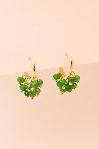 Foto Brinco Argola Cachinho Jade Oliva Banho Ouro 18K