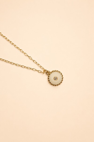 Foto Colar Dourado Pastilha Resina Zircônia Cristal