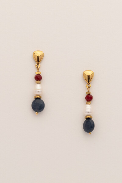 FotoBrinco Sodalita Pérola Natural Ouro Vintage