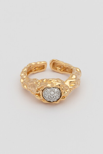 Foto Anel Dourado Lava Zircônia Cristal
