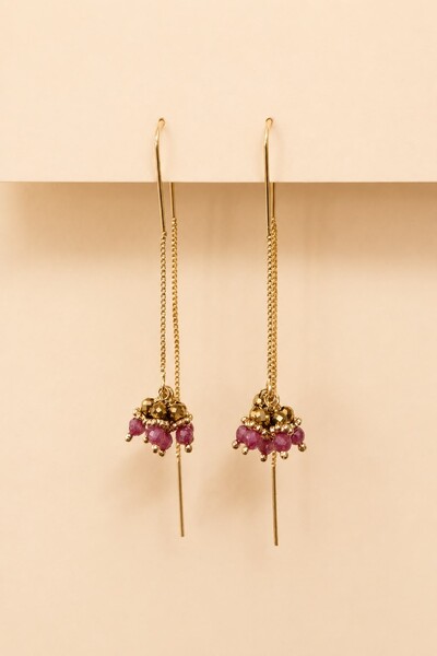 Foto Brinco Fiore Mini Zirconia Rosa Hematita