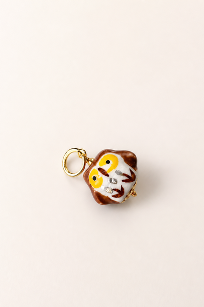 Foto Pingente Coruja Porcelana Banho Ouro 18K