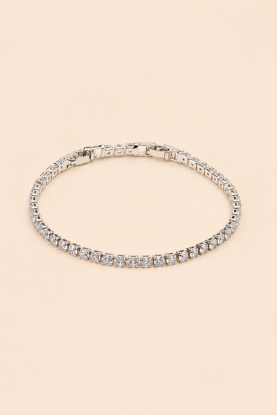 Foto Pulseira Riviera Prateada Zircônia Cristal