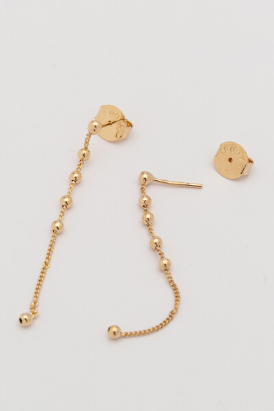 Foto Brinco Fio Bubbles Banho Ouro 18K