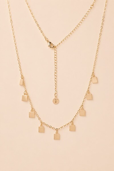 Foto Colar Dourado Choker Cubos