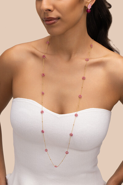 Foto Colar Longo Fiore Primavera Banho Ouro 18K
