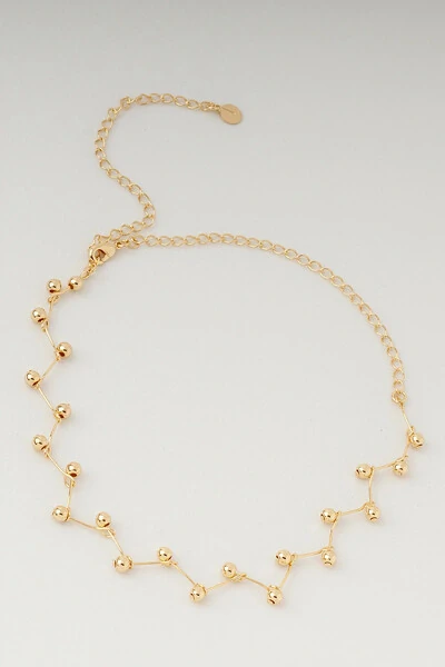 Foto Colar Choker Dourado Zig Zag Bubbles P