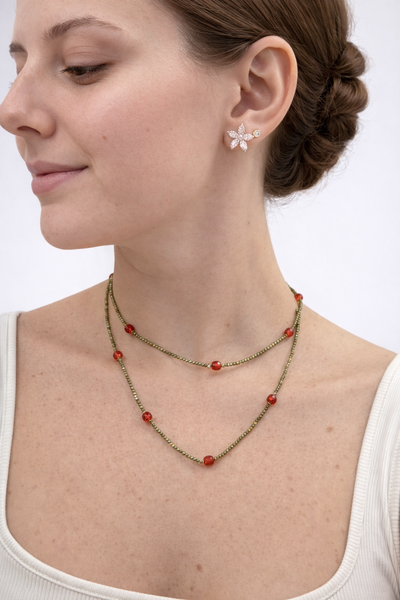 Foto Colar Longo Virginia Zircônia Verde Banho Ouro 18K