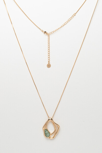 Foto Colar Dourado Orgânico Resina Verde