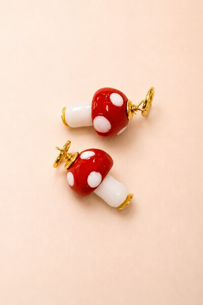 Foto Pingente Duplo Mini Cogumelo Banho Ouro 18K