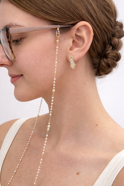 Foto Porta Óculos Dourado Pérolas