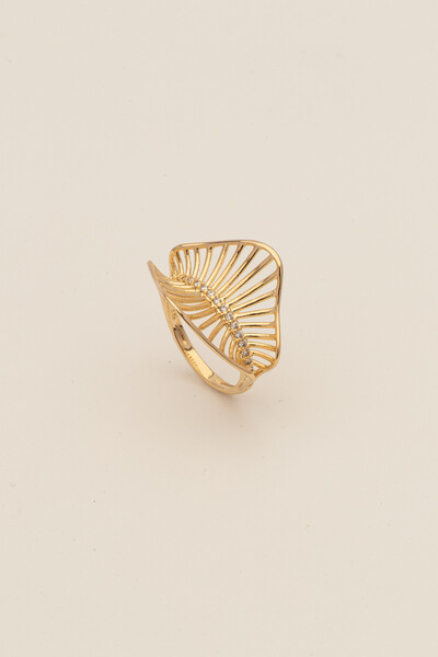 FotoAnel Folha Zircônia Banho Ouro 18K