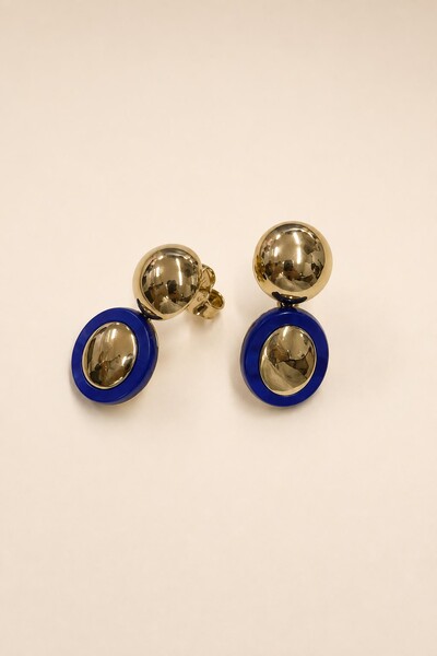 Foto Brinco Dourado Resina Azul