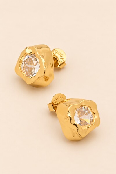 Foto Brinco Dourado Vesúvio Zircônia Cristal