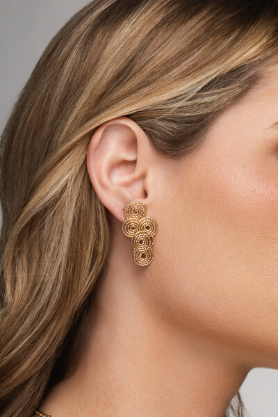 Foto Brinco Dourado Fios Diamantados